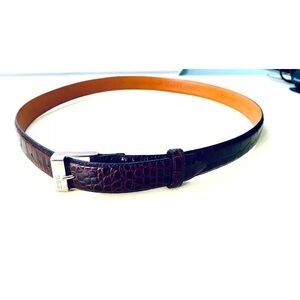 Ralph Lauren Croc Embossed Leather Belt in Brown Size Large